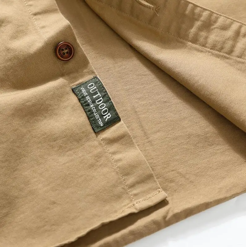 New Men Summer Short Sleeved Shirts Multi Pockets Military Tooling Shirts Quality 100% Cotton Male Outdoor Casual Shirts Size 5X