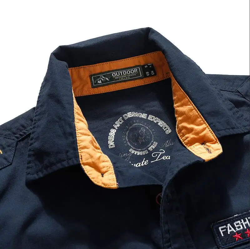 New Men Summer Short Sleeved Shirts Multi Pockets Military Tooling Shirts Quality 100% Cotton Male Outdoor Casual Shirts Size 5X