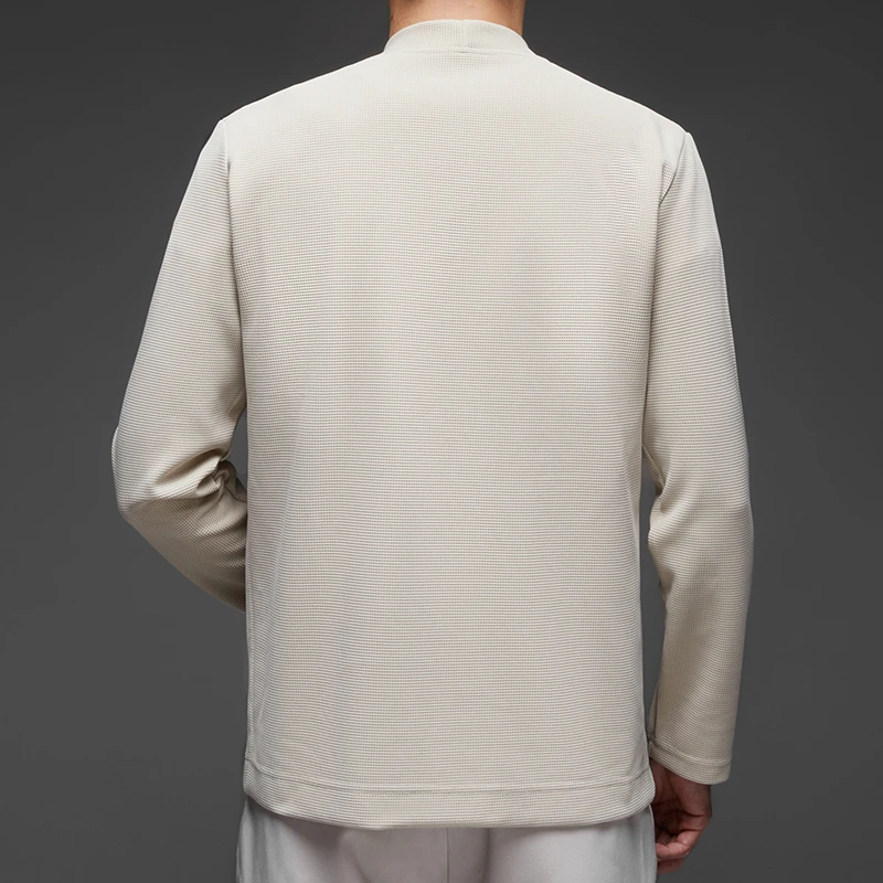 New Men's Business Casual Long Sleeved Solid Color Cloak Jacket Knitted Comfortable and Fashionable All Season Versatile Top