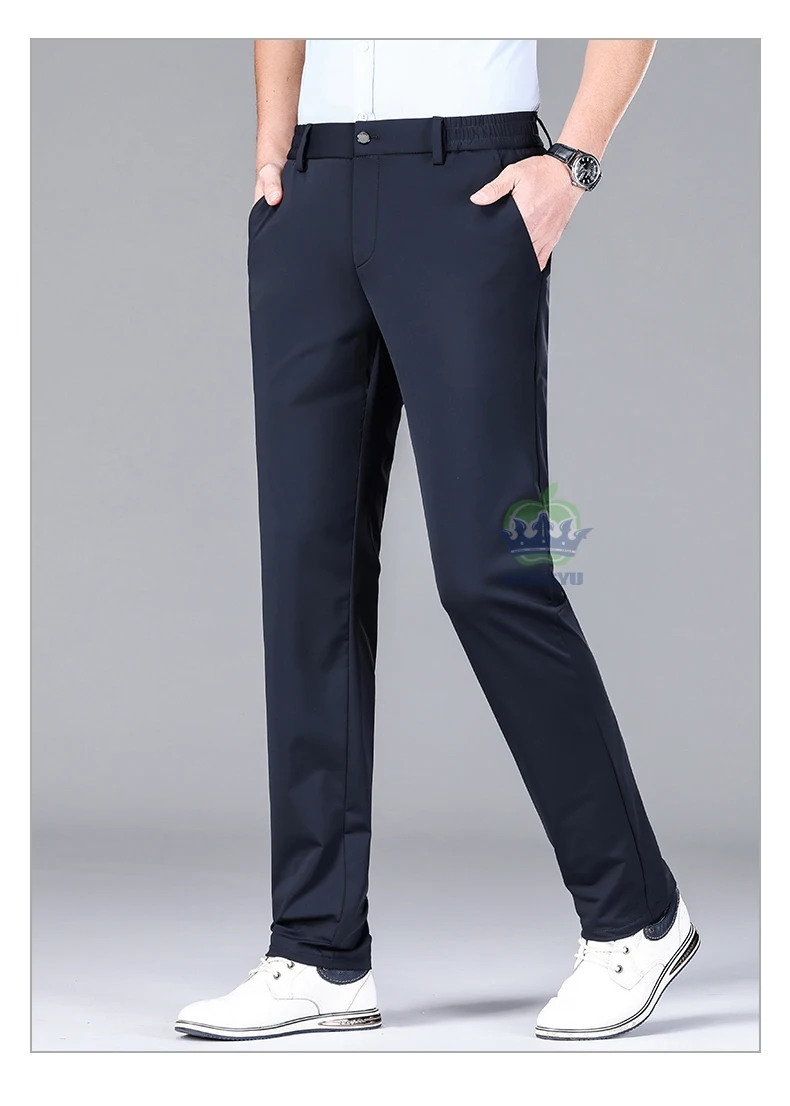 High Quality Summer Ultrathin Ice Silk Business Pants Men Elastic Waist Classic Work Casual Office Formal Trousers Plus Size 40