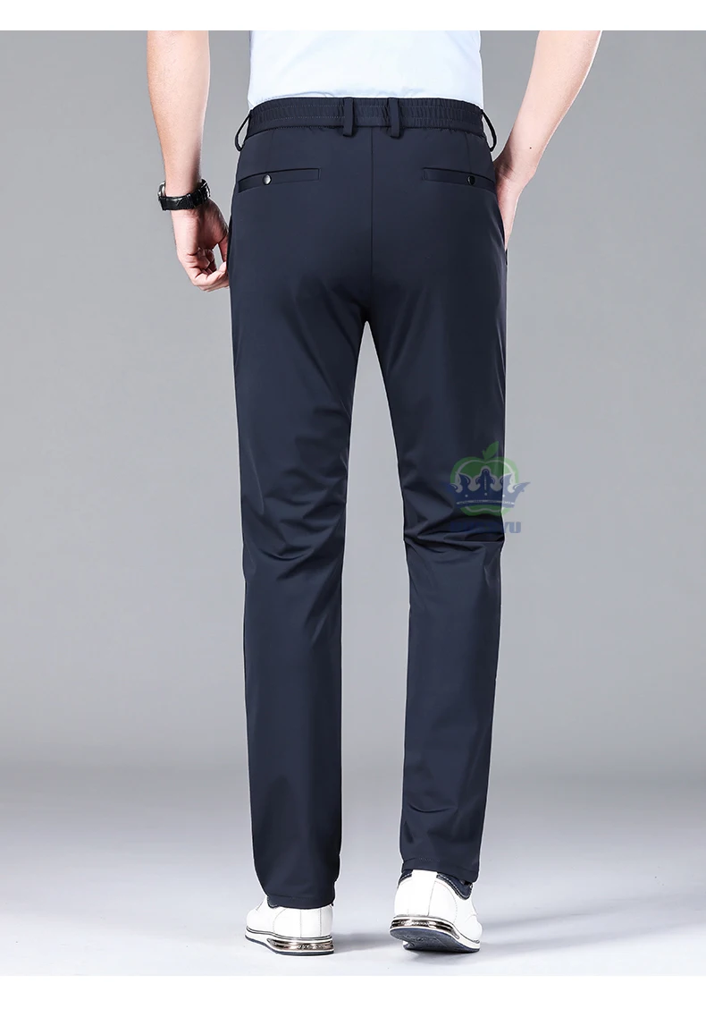 High Quality Summer Ultrathin Ice Silk Business Pants Men Elastic Waist Classic Work Casual Office Formal Trousers Plus Size 40