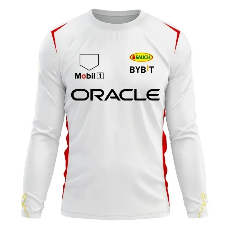 F1 Team Long Sleeve T-shirt Spring And Autumn Edition Extra Large Men's T-shirt 2024 Red Team Checo 11 Driver's Clothing T-shirt