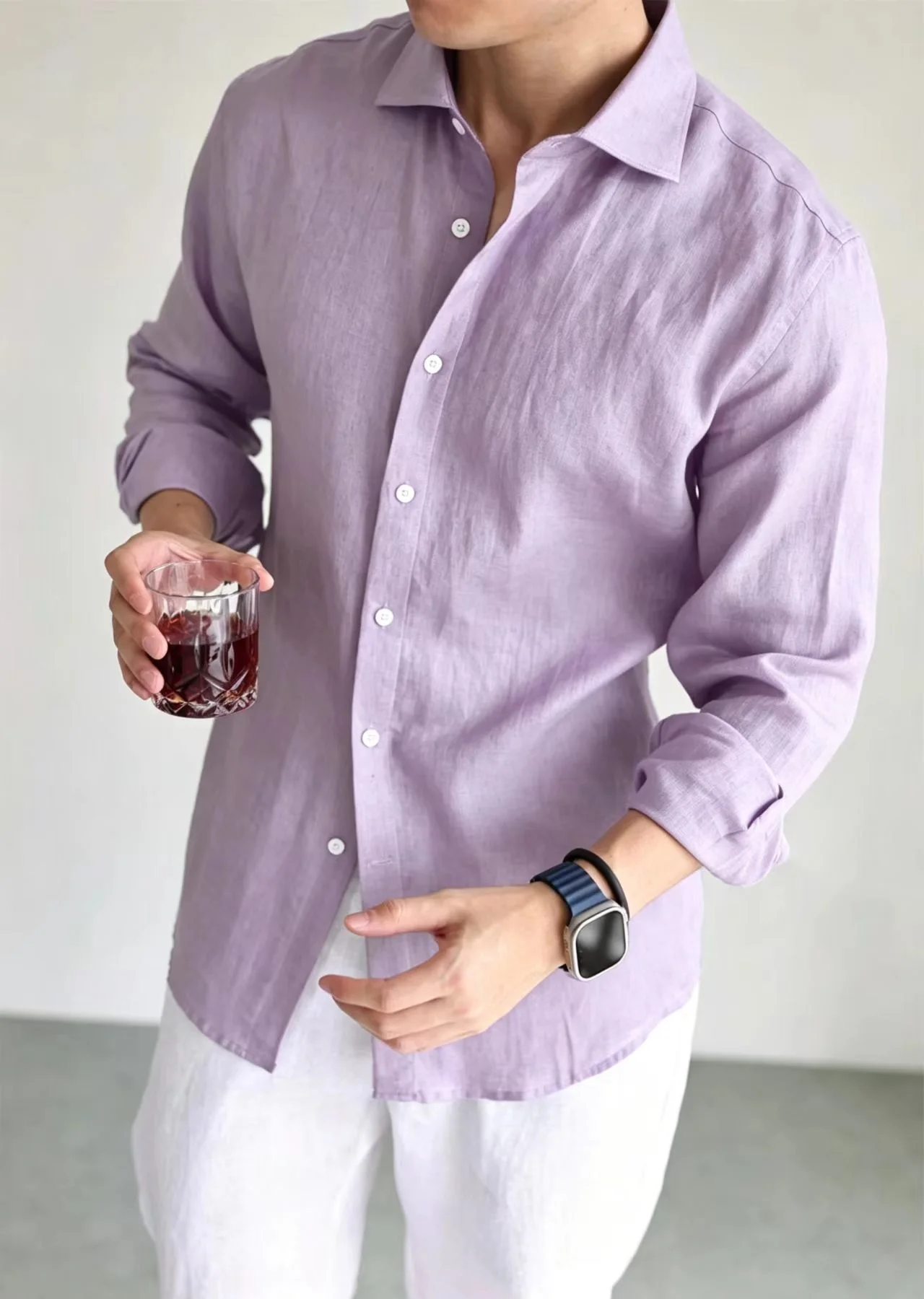 Men's Linen Shirt Cotton Blend Long Sleeve Button Down Casual Loose Fit Summer Breathable Tops Old Money Aesthetic Solid Color