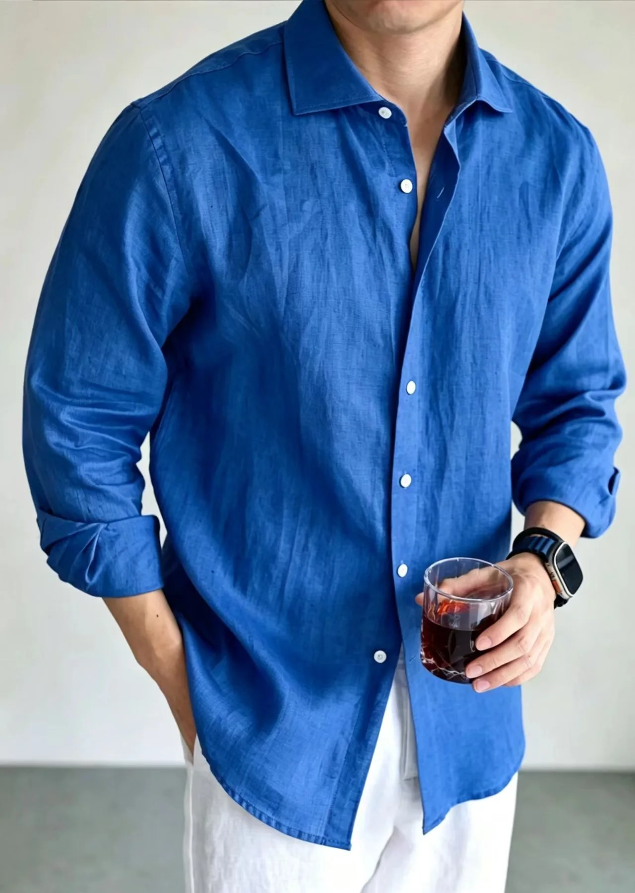 Men's Linen Shirt Cotton Blend Long Sleeve Button Down Casual Loose Fit Summer Breathable Tops Old Money Aesthetic Solid Color