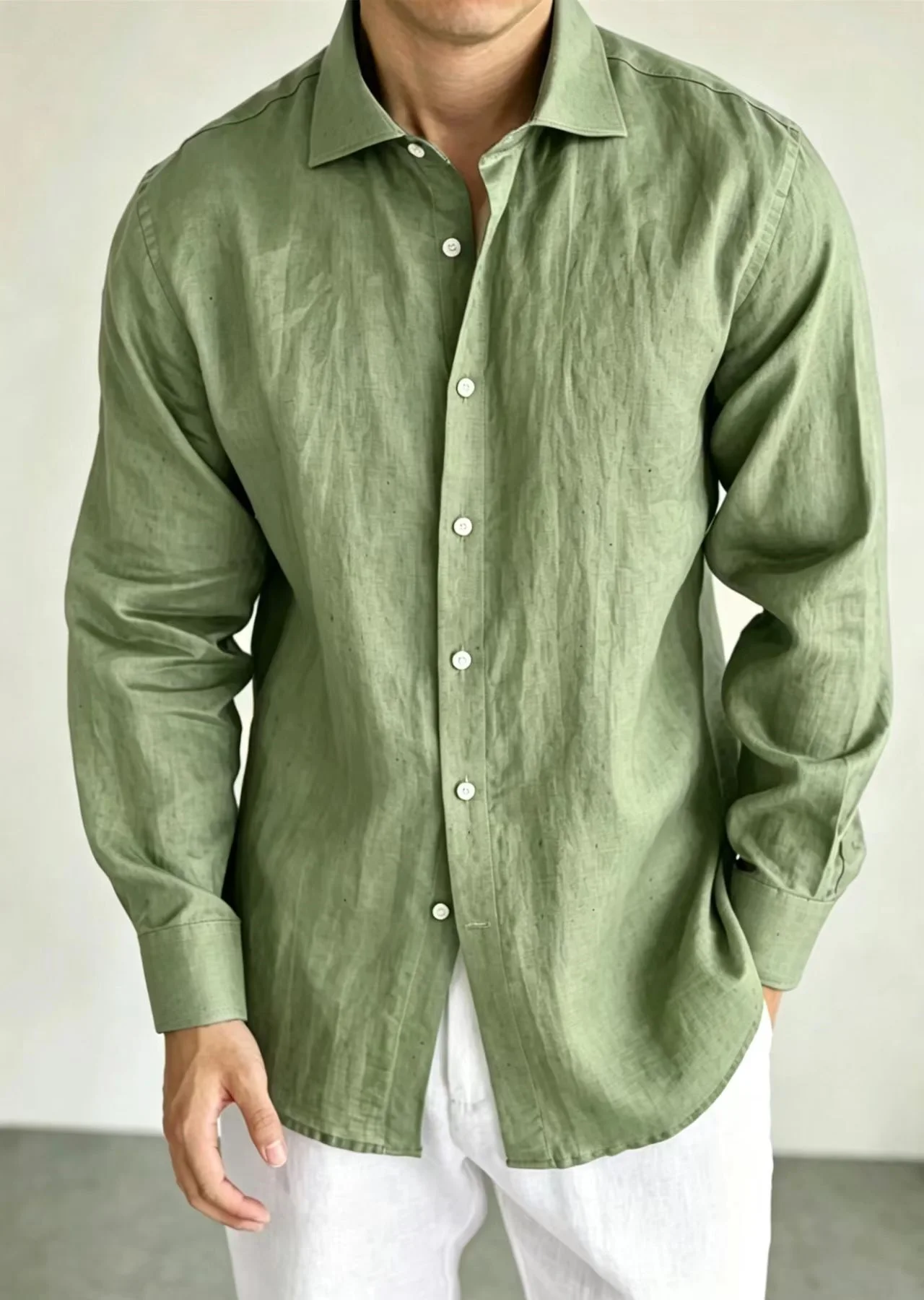 Men's Linen Shirt Cotton Blend Long Sleeve Button Down Casual Loose Fit Summer Breathable Tops Old Money Aesthetic Solid Color