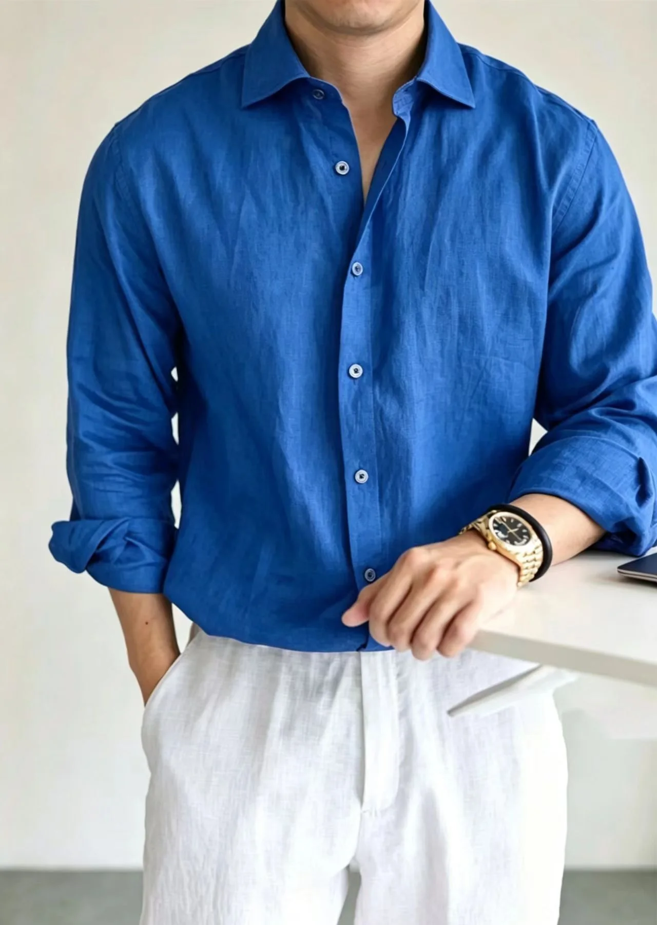 Men's Linen Shirt Cotton Blend Long Sleeve Button Down Casual Loose Fit Summer Breathable Tops Old Money Aesthetic Solid Color