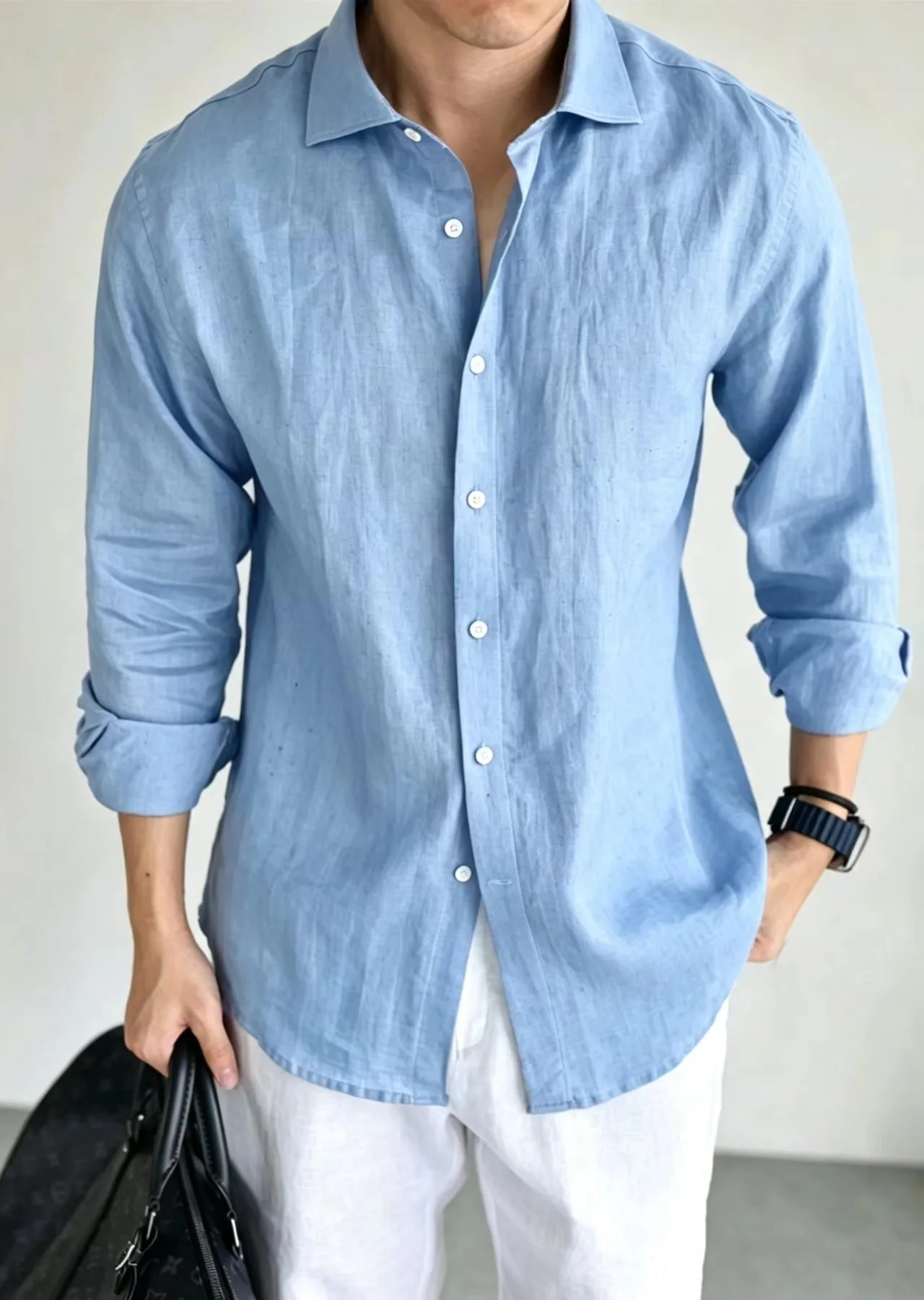 Men's Linen Shirt Cotton Blend Long Sleeve Button Down Casual Loose Fit Summer Breathable Tops Old Money Aesthetic Solid Color