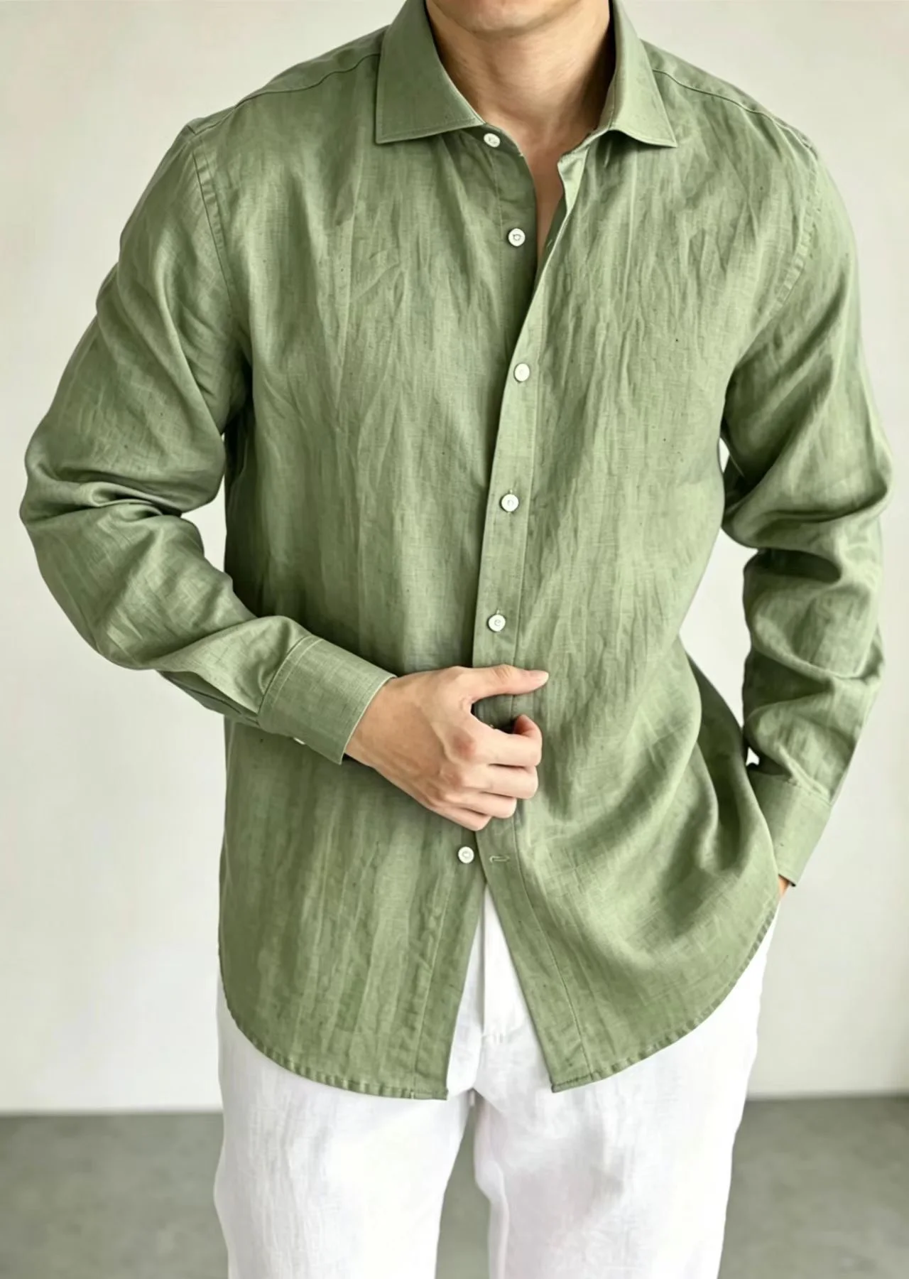 Men's Linen Shirt Cotton Blend Long Sleeve Button Down Casual Loose Fit Summer Breathable Tops Old Money Aesthetic Solid Color