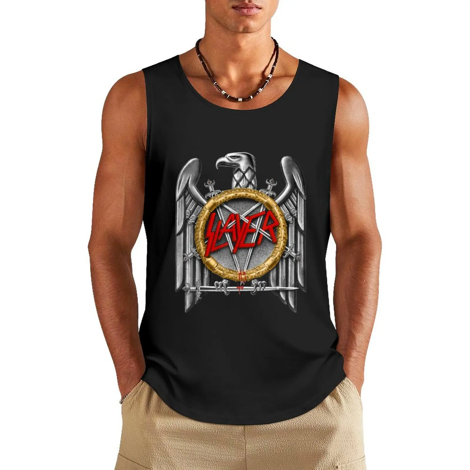 Slayer silver eagle Tank Top sleeveless vests Clothing Gym t-shirt man
