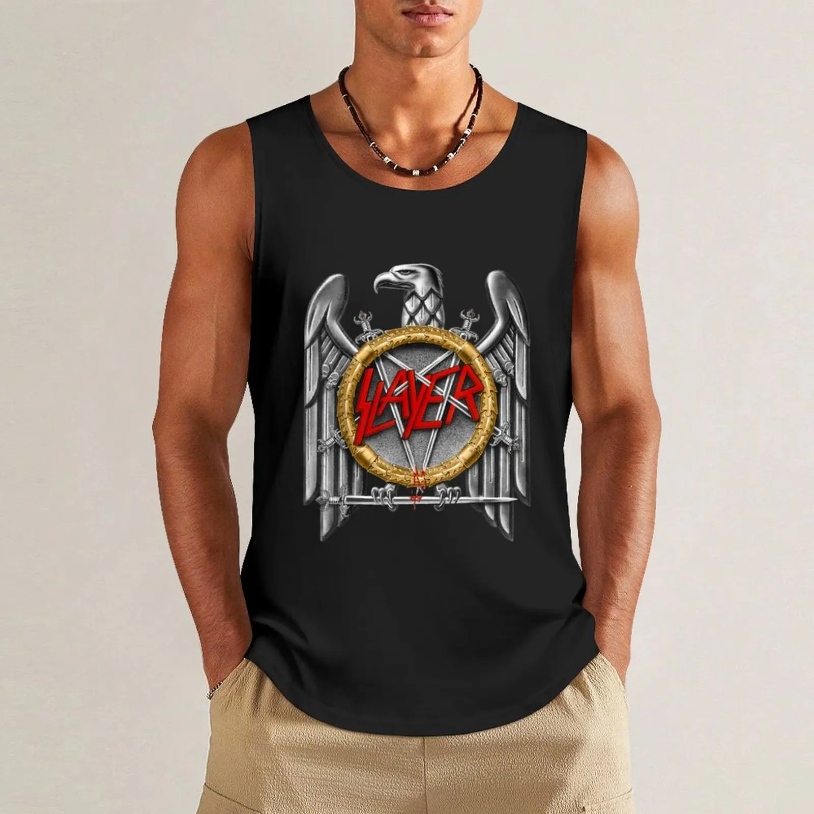 Slayer silver eagle Tank Top sleeveless vests Clothing Gym t-shirt man