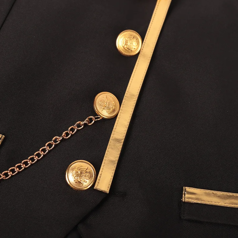 Men's Black Satin Suit Vest with Gold Trim and Chain - Formal Waistcoat for Wedding, Party, Prom - Slim Fit Tuxedo Vest