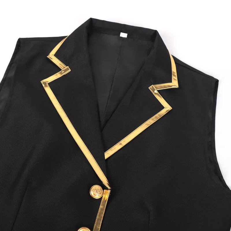 Men's Black Satin Suit Vest with Gold Trim and Chain - Formal Waistcoat for Wedding, Party, Prom - Slim Fit Tuxedo Vest
