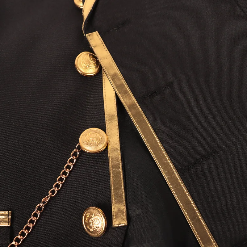 Men's Black Satin Suit Vest with Gold Trim and Chain - Formal Waistcoat for Wedding, Party, Prom - Slim Fit Tuxedo Vest