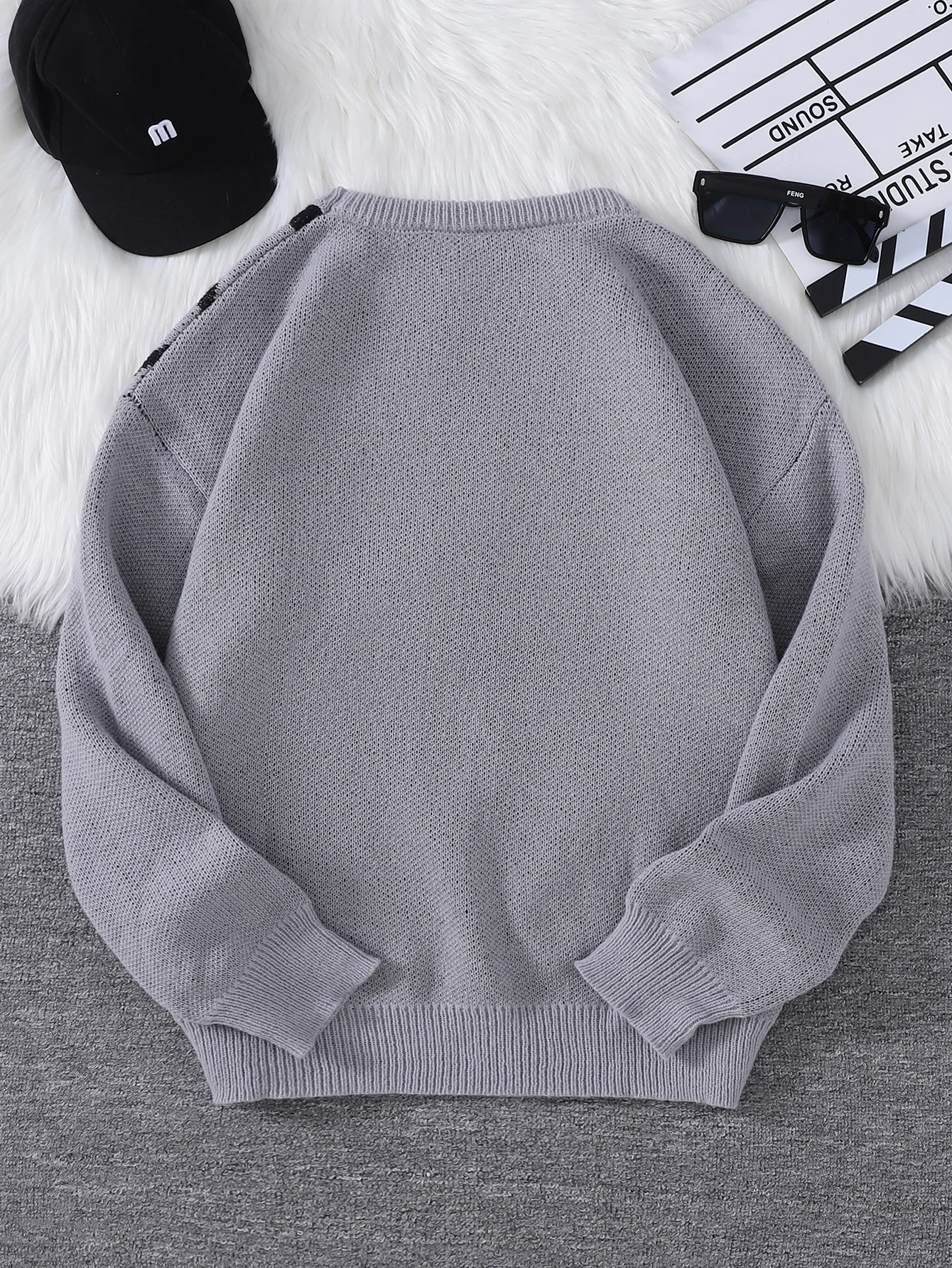 New Popular Autumn and Winter Spider Web Jacquard Pattern Pullover Sweater Casual Round Neck Knitted Men's Pullover