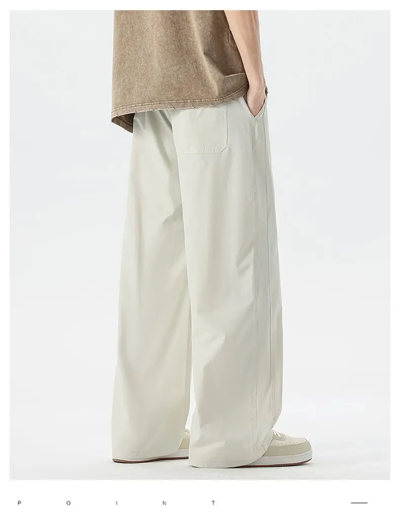 High Quality Summer Thin Men's Straight Tube Loose Ice Silk Wide Leg Casual Pants Breathable Jogging Fitness Baggy Casual Pants