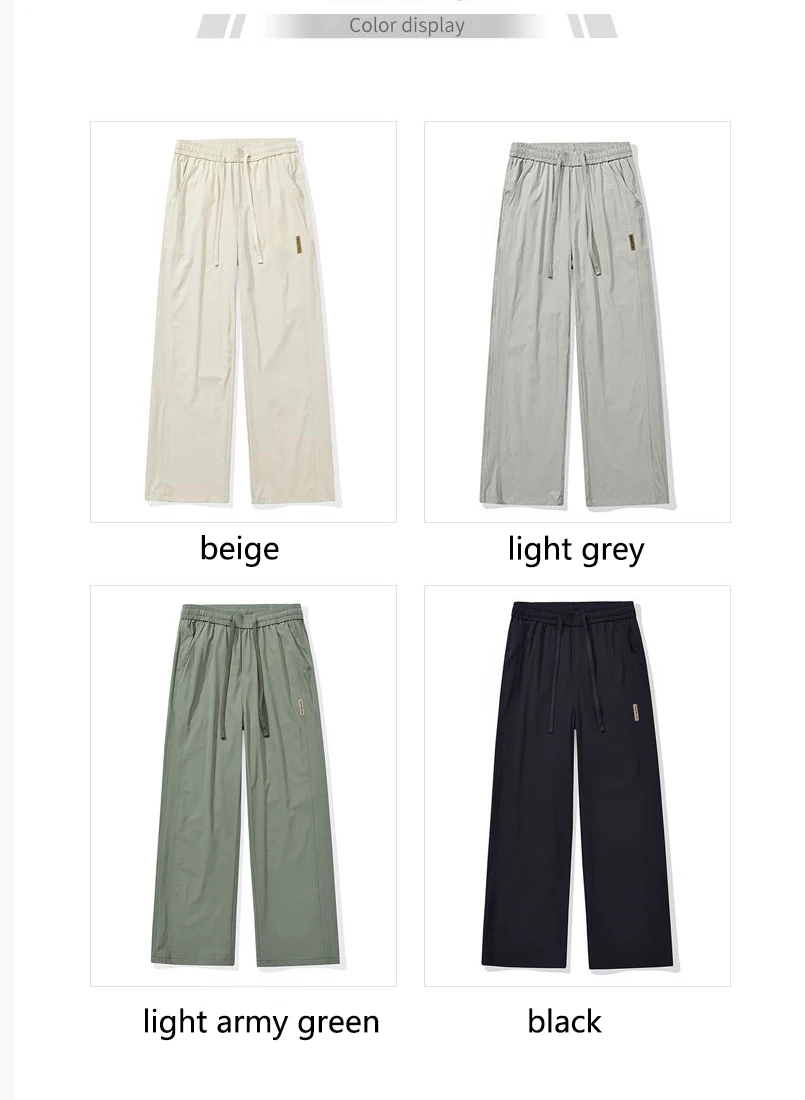 High Quality Summer Thin Men's Straight Tube Loose Ice Silk Wide Leg Casual Pants Breathable Jogging Fitness Baggy Casual Pants