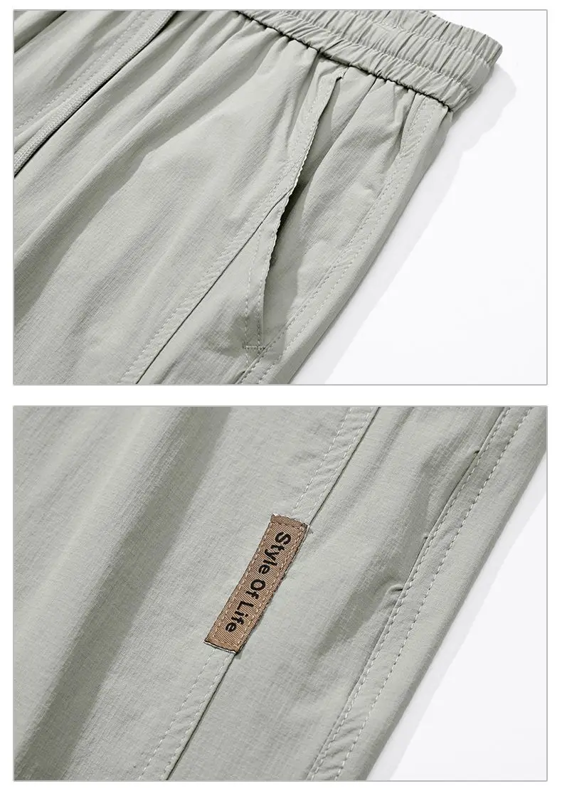 High Quality Summer Thin Men's Straight Tube Loose Ice Silk Wide Leg Casual Pants Breathable Jogging Fitness Baggy Casual Pants