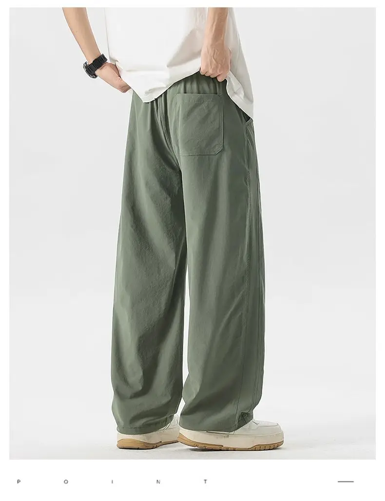 High Quality Summer Thin Men's Straight Tube Loose Ice Silk Wide Leg Casual Pants Breathable Jogging Fitness Baggy Casual Pants