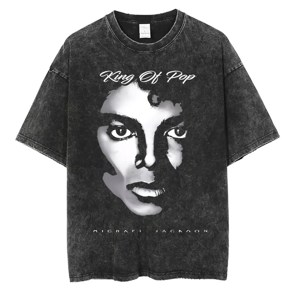 Washed Vintage Michael Jackson Thriller Graphic T-shirt Men Women Fashion Retro Gothic Rock Tshirt Men's Punk Oversized T Shirts