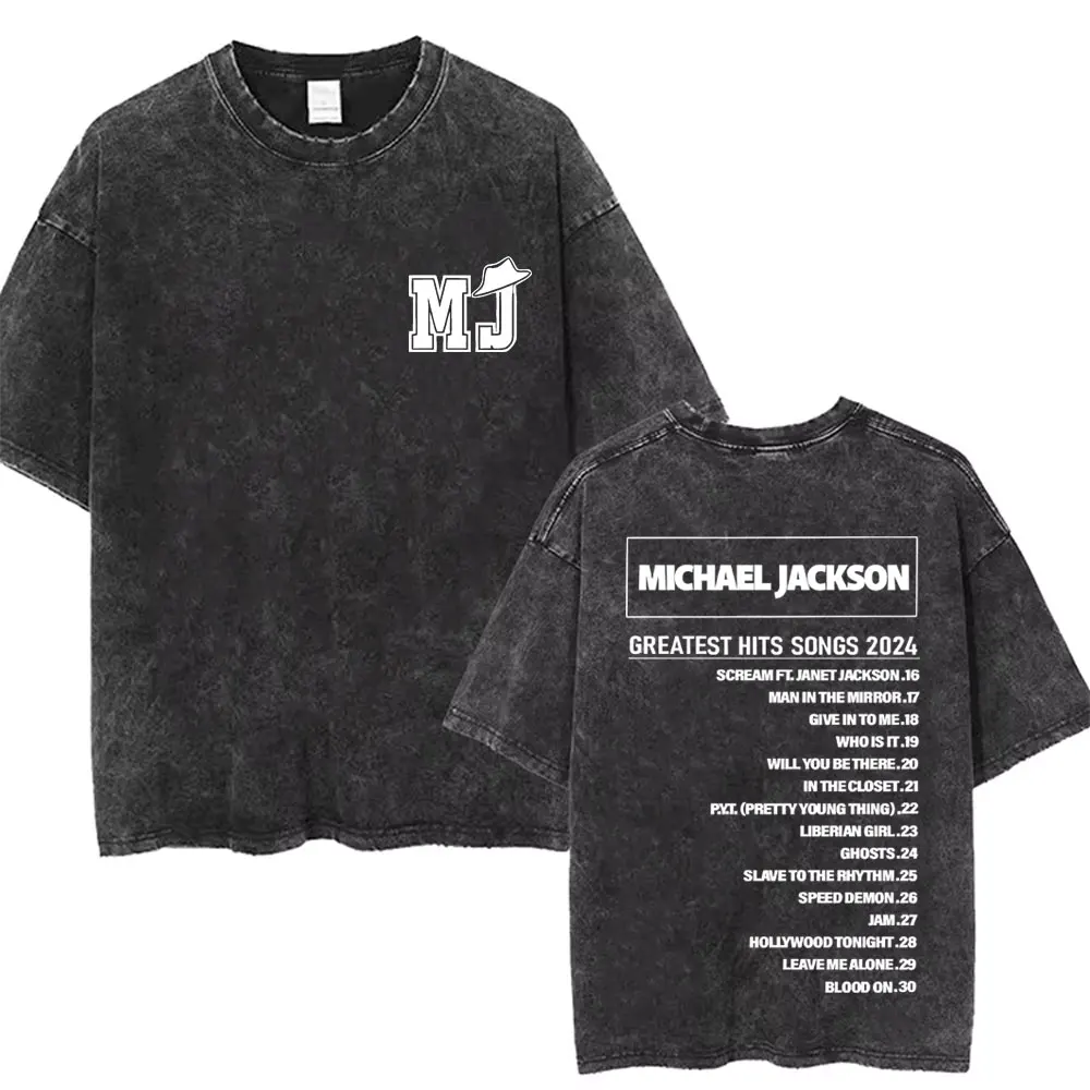 Washed Vintage Michael Jackson Thriller Graphic T-shirt Men Women Fashion Retro Gothic Rock Tshirt Men's Punk Oversized T Shirts