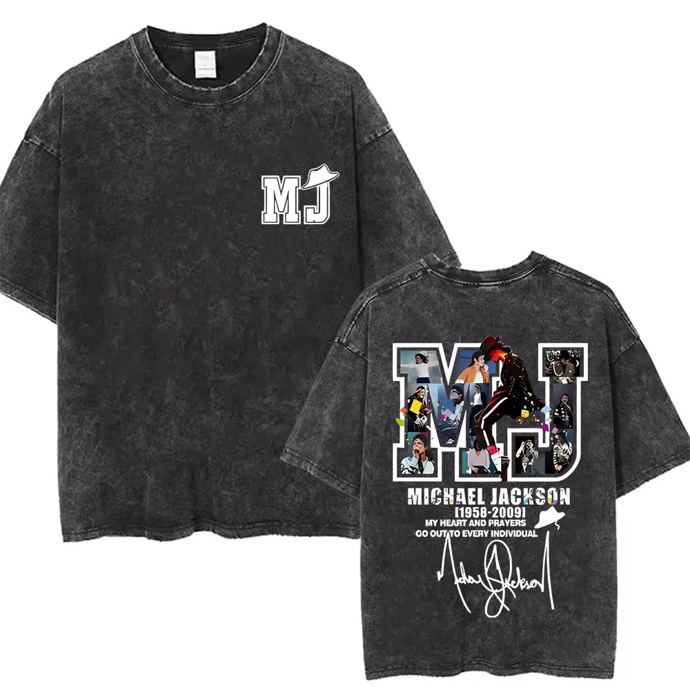Washed Vintage Michael Jackson Thriller Graphic T-shirt Men Women Fashion Retro Gothic Rock Tshirt Men's Punk Oversized T Shirts