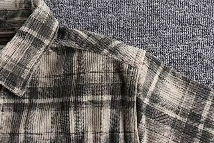 Spring Autumn Men's Plaid Long Sleeve Shirt Japanese Vintage Fashion Comfortable Corduroy Artistic Trendy Classic Shirts Tops