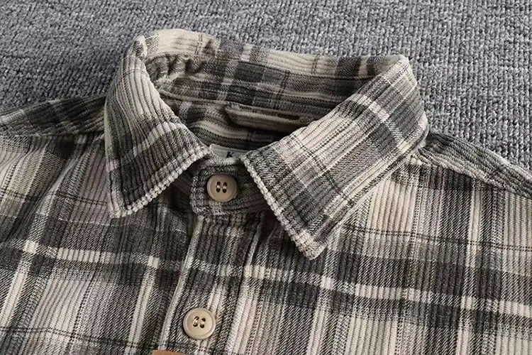 Spring Autumn Men's Plaid Long Sleeve Shirt Japanese Vintage Fashion Comfortable Corduroy Artistic Trendy Classic Shirts Tops