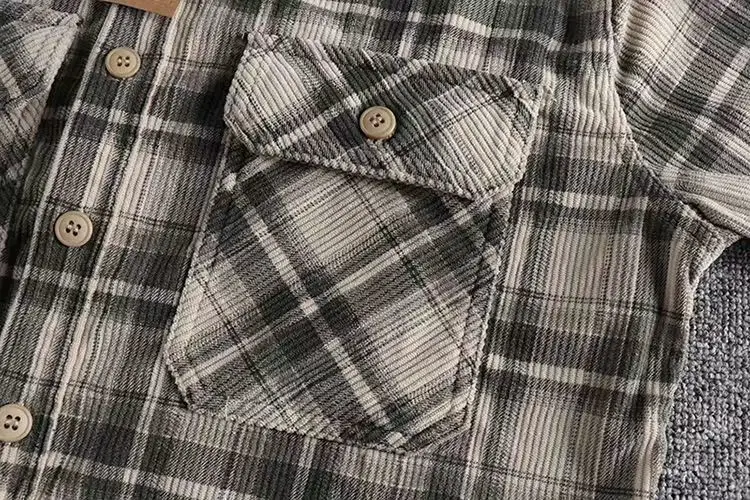 Spring Autumn Men's Plaid Long Sleeve Shirt Japanese Vintage Fashion Comfortable Corduroy Artistic Trendy Classic Shirts Tops