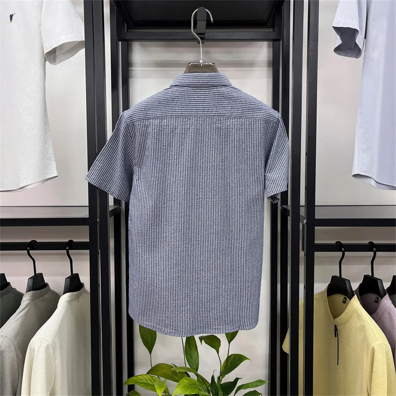 100% cotton short sleeve men's shirt luxury brand high-end pony embroidery fashion plaid summer new youth casual Paul lapel top