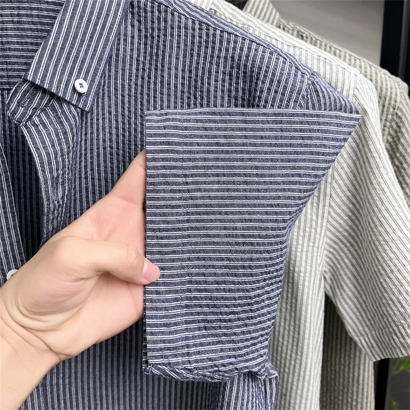 100% cotton short sleeve men's shirt luxury brand high-end pony embroidery fashion plaid summer new youth casual Paul lapel top
