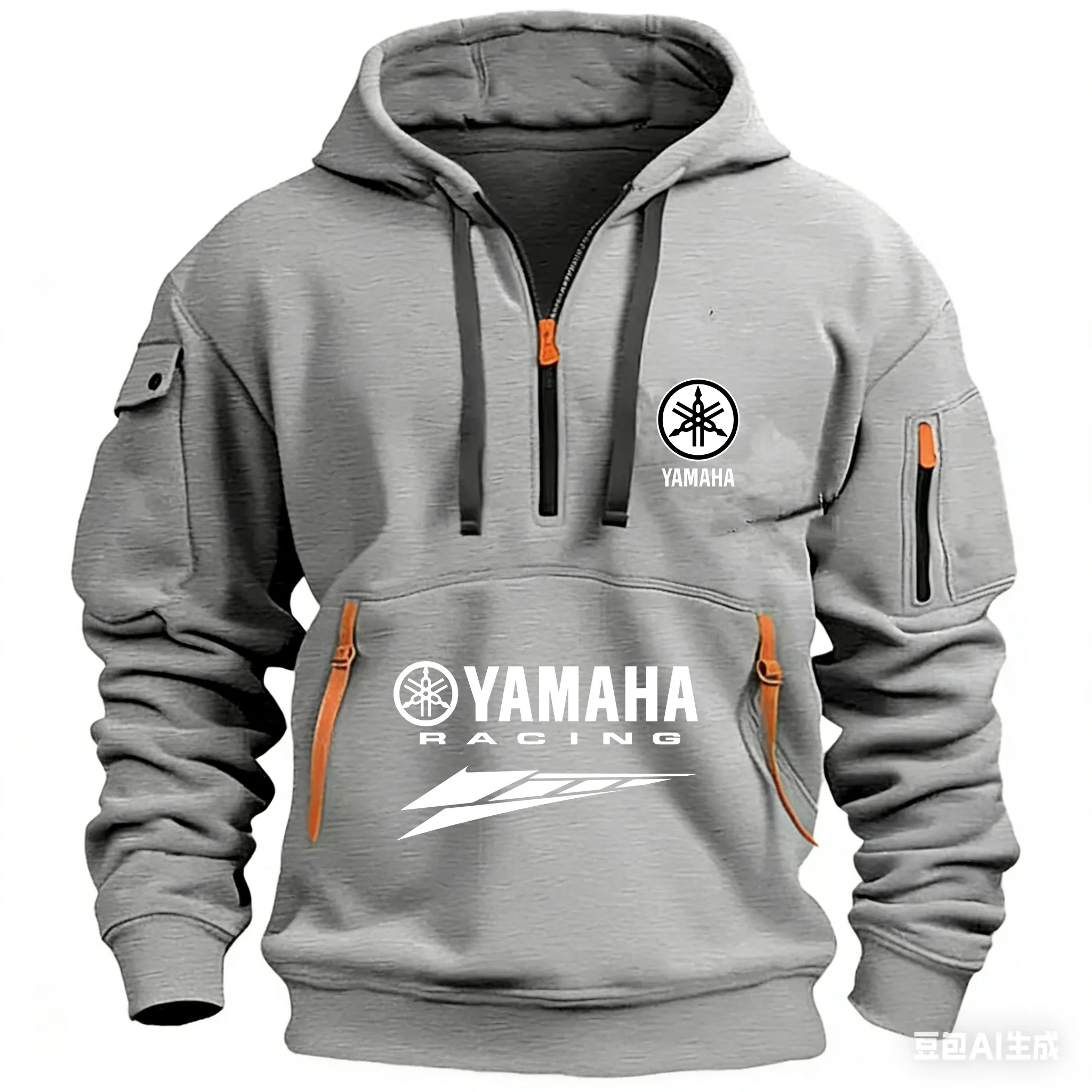2026 New Yamaha Logo Racing Motorcycle Racing Outdoor Sports Men's Half Zipper Pocket Women's Large Hoodie