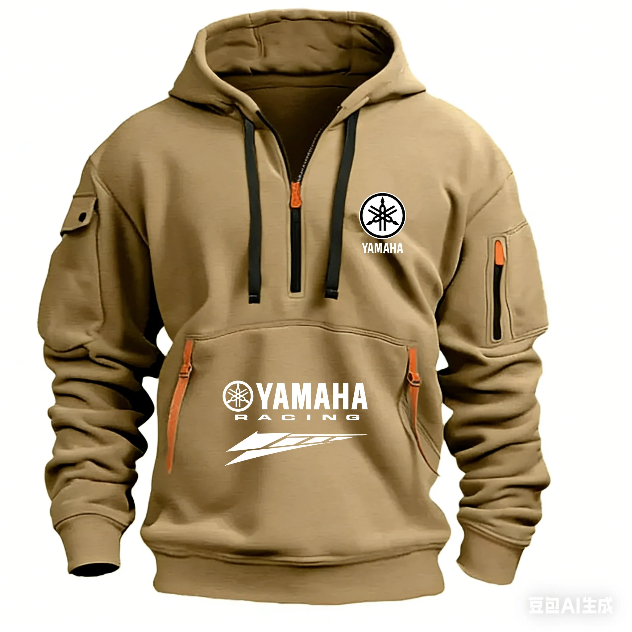 2026 New Yamaha Logo Racing Motorcycle Racing Outdoor Sports Men's Half Zipper Pocket Women's Large Hoodie