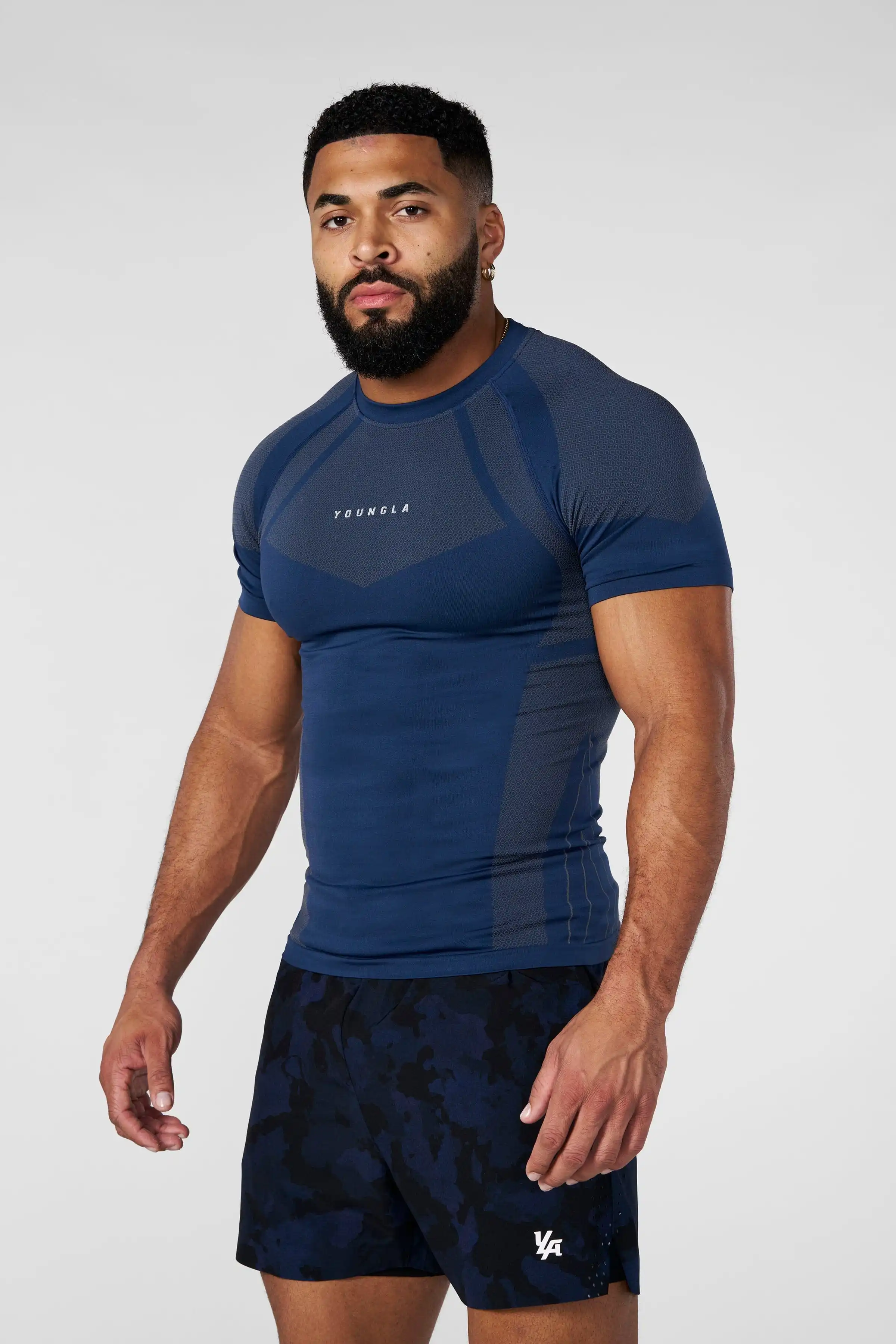 Men Seamless Compression T-shirt Quick Dry Breathable Gym Workout Tee Elastic Slim Fit Fitness Running Short Sleeve Sport Top fo