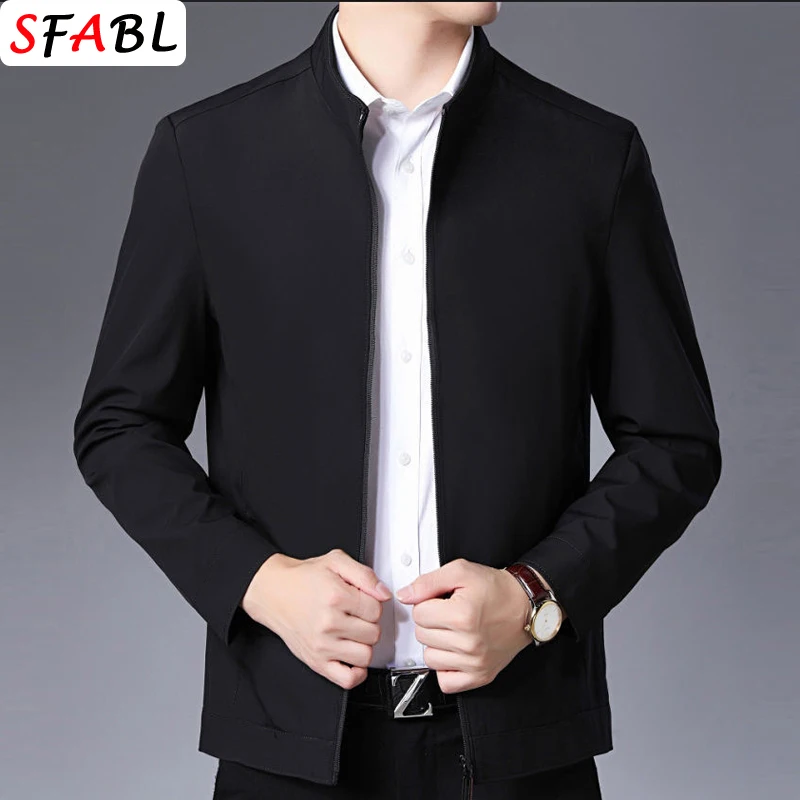 Solid Quality Men's Jacket Business Casual Luxury Blazer for Men Zipper Jacket Office Dress Coat Spring Autumn New Outerwear 3XL