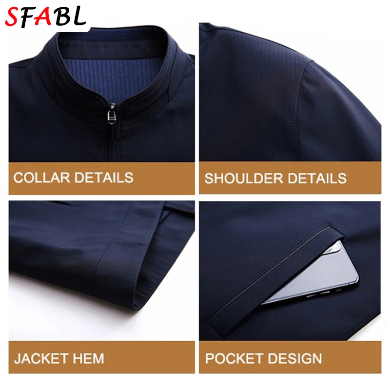 Solid Quality Men's Jacket Business Casual Luxury Blazer for Men Zipper Jacket Office Dress Coat Spring Autumn New Outerwear 3XL