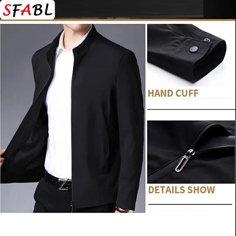 Solid Quality Men's Jacket Business Casual Luxury Blazer for Men Zipper Jacket Office Dress Coat Spring Autumn New Outerwear 3XL
