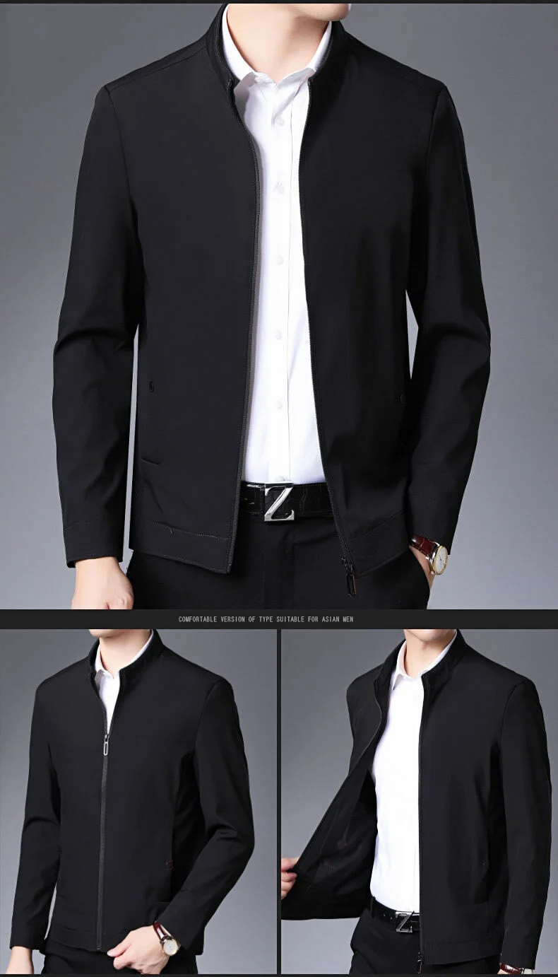 Solid Quality Men's Jacket Business Casual Luxury Blazer for Men Zipper Jacket Office Dress Coat Spring Autumn New Outerwear 3XL