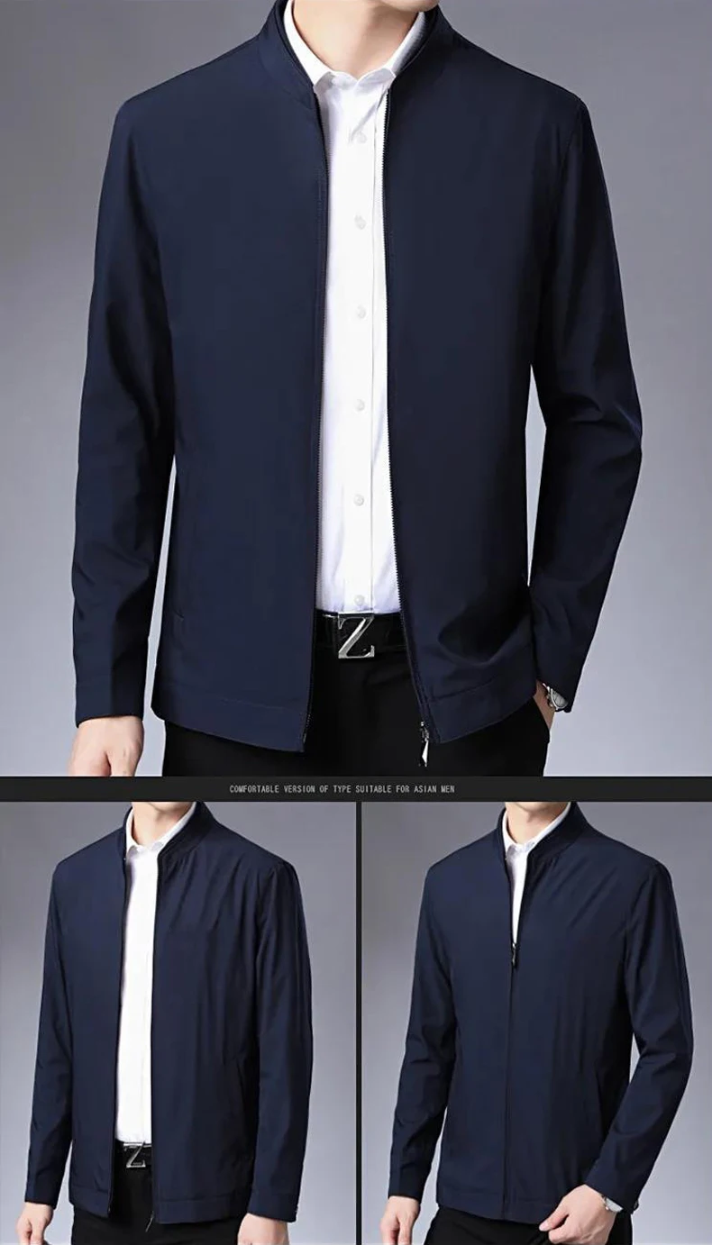 Solid Quality Men's Jacket Business Casual Luxury Blazer for Men Zipper Jacket Office Dress Coat Spring Autumn New Outerwear 3XL