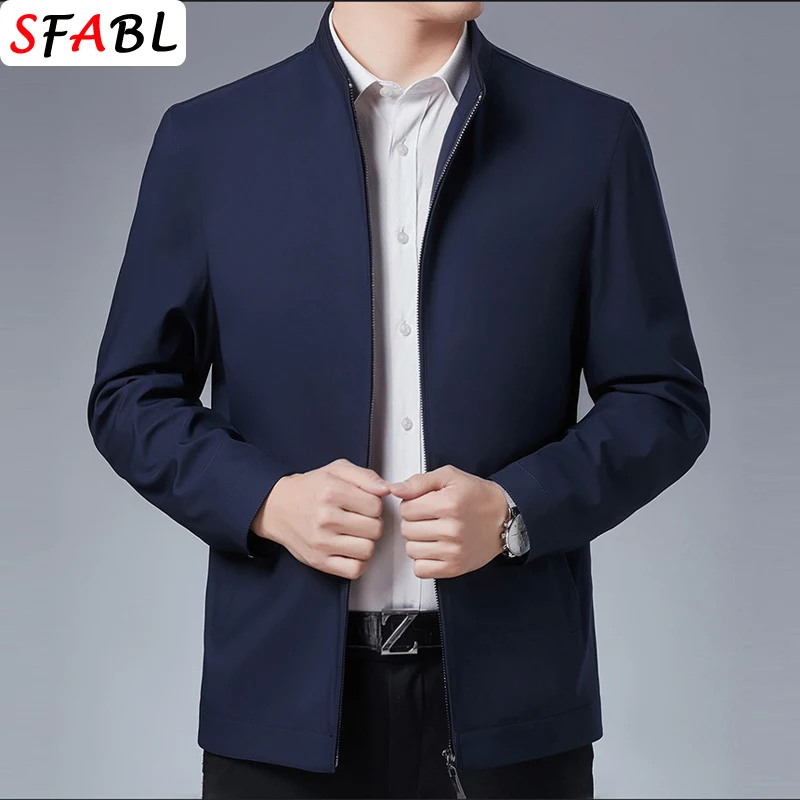 Solid Quality Men's Jacket Business Casual Luxury Blazer for Men Zipper Jacket Office Dress Coat Spring Autumn New Outerwear 3XL