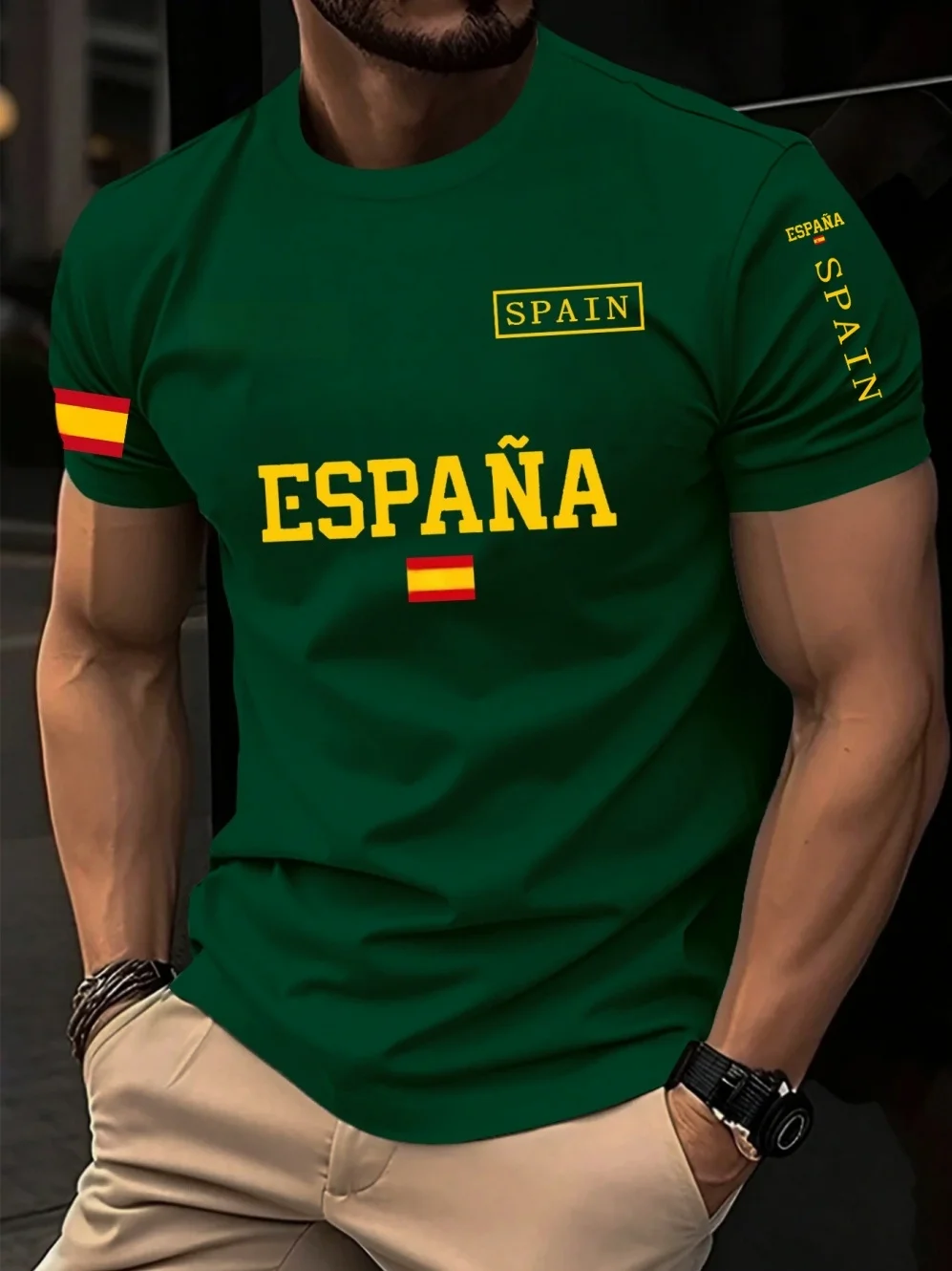 Spain 2026 Football Jersey for Men Classic God Spain Casual Short Sleeve Tops Casual O-Neck Sports Style T-Shirt Man Clothing