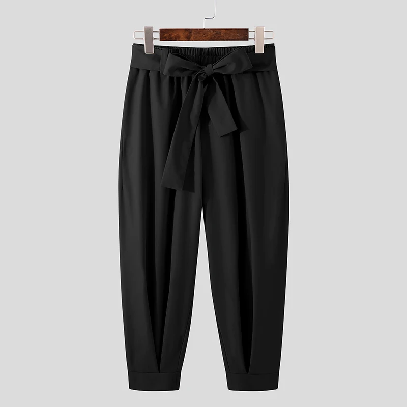 Spring Men Belt Baggy Pants Casual Streetwear Premium Quality Solid Color Oversized Joggers Fashion Harem Pants 2026 New S-3XL