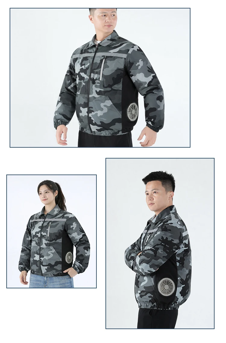 New Men'S Outdoor Fishing With Fan Clothes Construction Site Driving Heatstroke Prevention Cooling Work Coat(Without Power Bank)