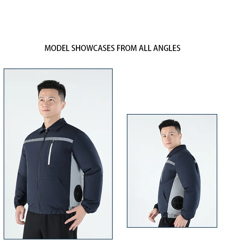 New Men'S Outdoor Fishing With Fan Clothes Construction Site Driving Heatstroke Prevention Cooling Work Coat(Without Power Bank)