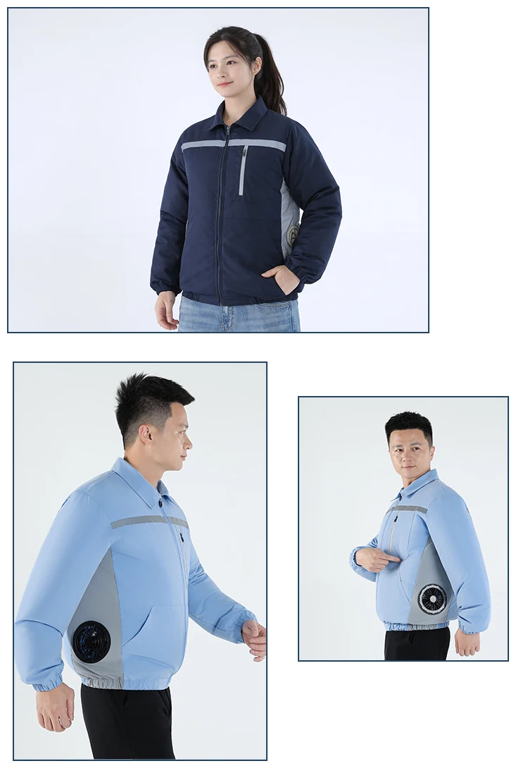 New Men'S Outdoor Fishing With Fan Clothes Construction Site Driving Heatstroke Prevention Cooling Work Coat(Without Power Bank)