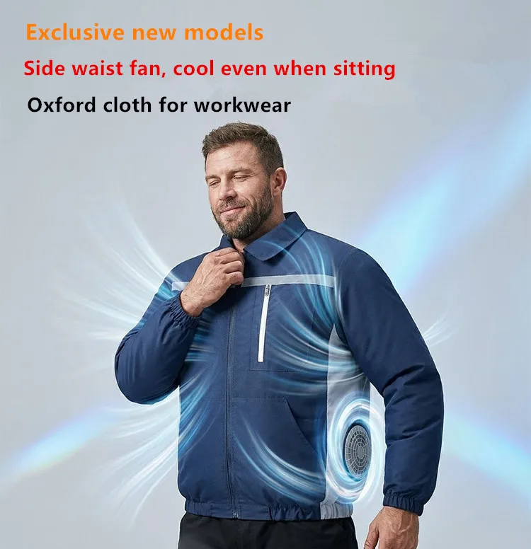 New Men'S Outdoor Fishing With Fan Clothes Construction Site Driving Heatstroke Prevention Cooling Work Coat(Without Power Bank)