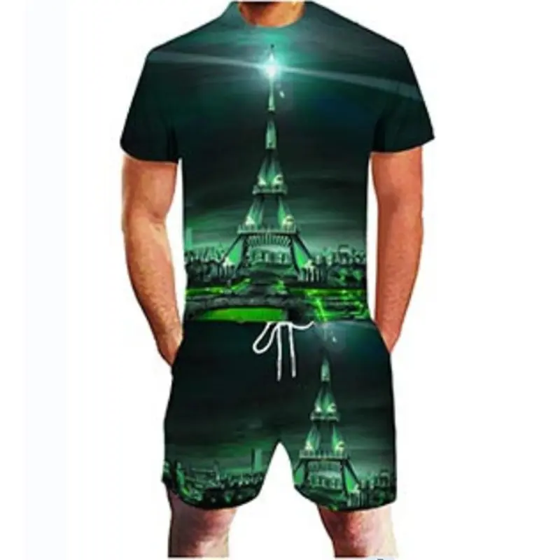 3D Beer Print Sport Moisture-Wicking Breathable Men T-Shirt Shorts Fun Cool Street Cosplay Casual Fashion Trend Pants Set Summer
