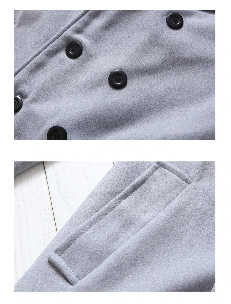 Mens Double Breasted Trench Coat Wool Blend 2025 Autumn Winter Solid Casual Slim Fit Long Jacket Wool Coat Fashion Mens Clothing