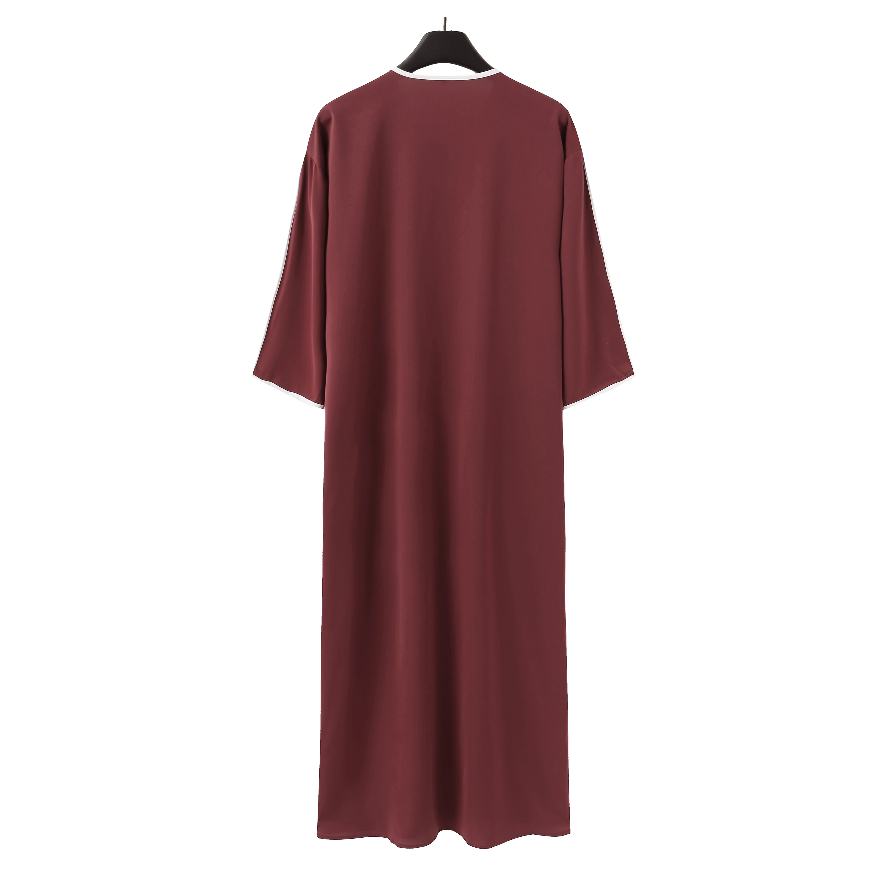Summer 2025 Kaftan Muslim Men's Short Sleeve Embroidered Loose Casual Robe Breathable Islamic Abaya for Men