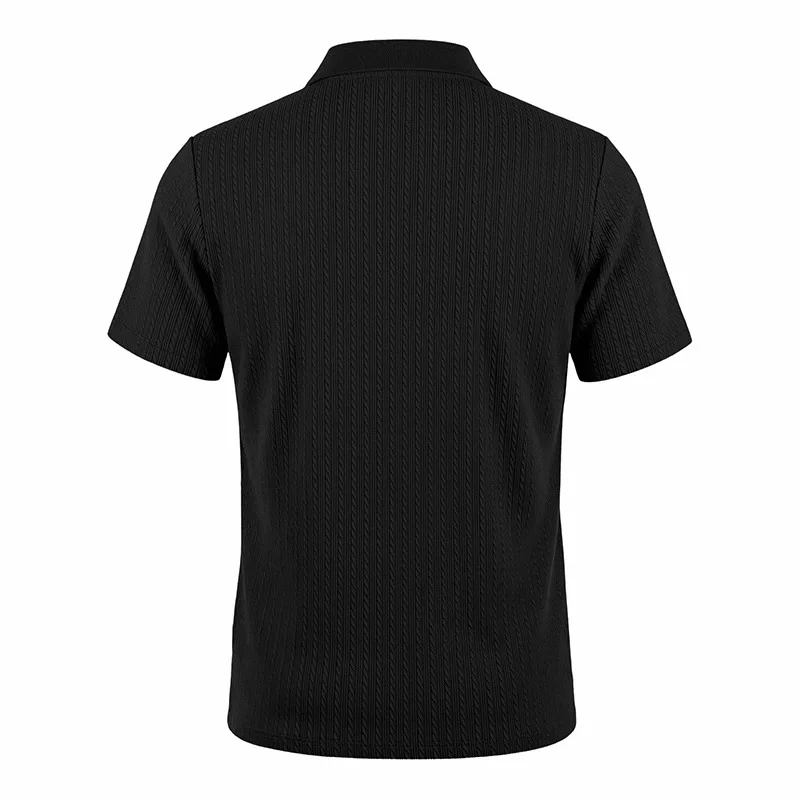 European and American Summer Men's Casual Loose Knit Jacquard In-Stock Buttoned Short-Sleeve Polo Shirt for Men
