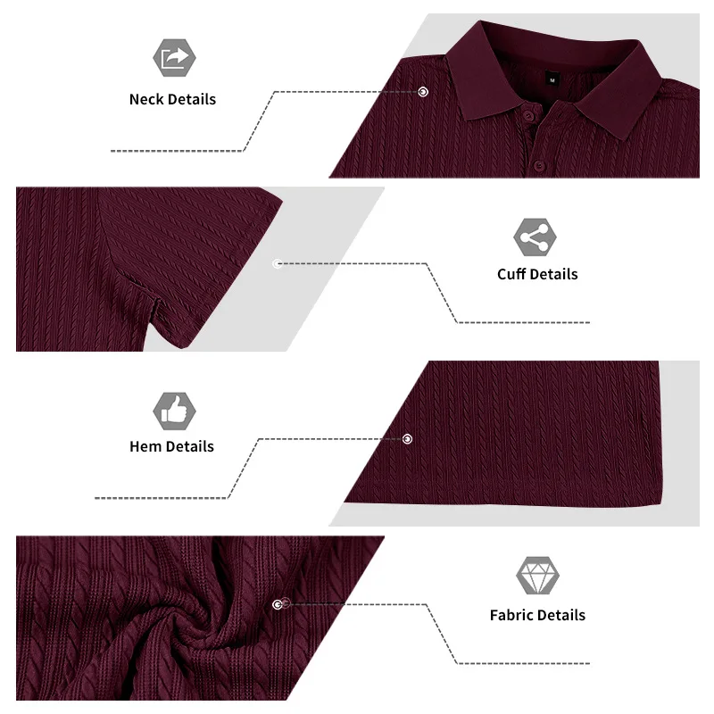 European and American Summer Men's Casual Loose Knit Jacquard In-Stock Buttoned Short-Sleeve Polo Shirt for Men